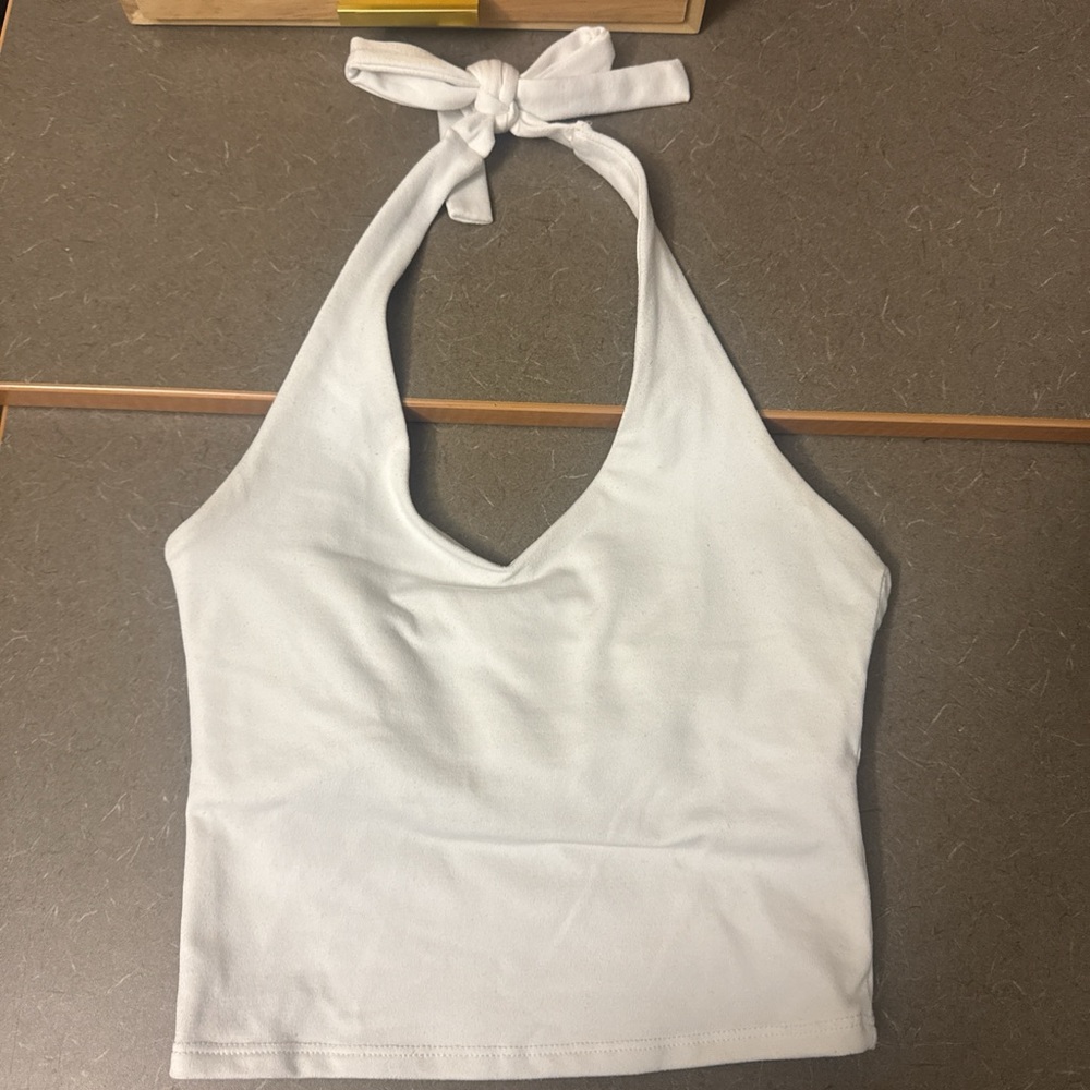 Hollister White Halter Crop Top